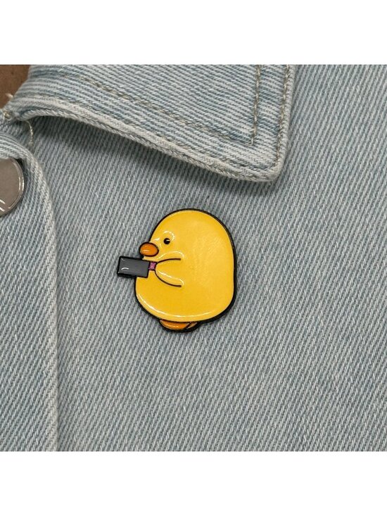 Other Other - ✨Cute cartoon duck hold knife Enamel Lapel Pin brooch Yellow Cleaver Duck✨